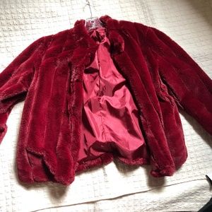 Fun Red Faux Fur Jacket